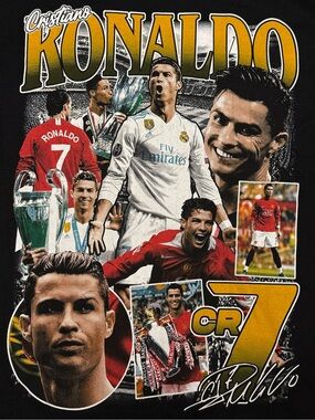 Black Graphic Short Sleeve Tee - Cristiano Ronaldo CR7 Design